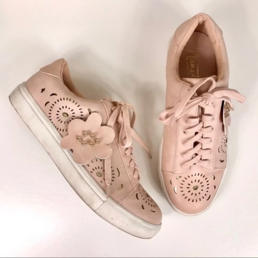 Nanette Lepore Wesley Blush Gold Floral Sneakers